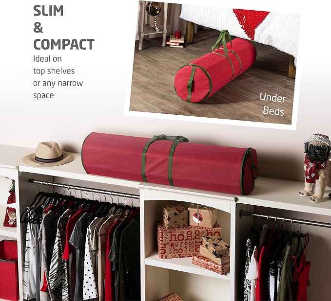 ZOBER Round Christmas Gift Wrapping Paper Organizer Storage