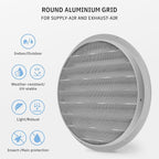 calimaero® WSGG 8" Inch Gray Round Metal Air Vent Grill Cover Flat Louver - Image 3