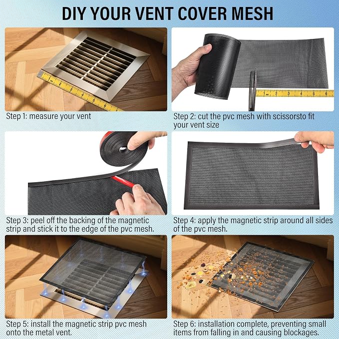 39x12 inch Customizable DIY Floor Vent Covers, Magnetic PVC Vent Mesh - Image 7