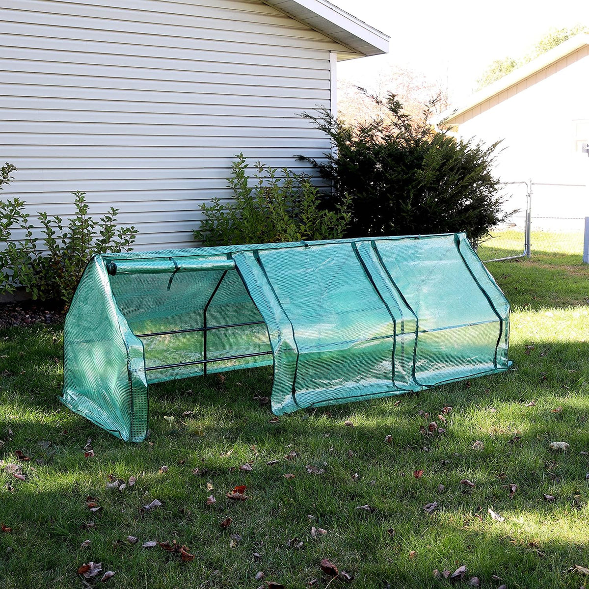 Sunnydaze Outdoor Portable Mini Cloche Greenhouse with 3 Zipper Doors